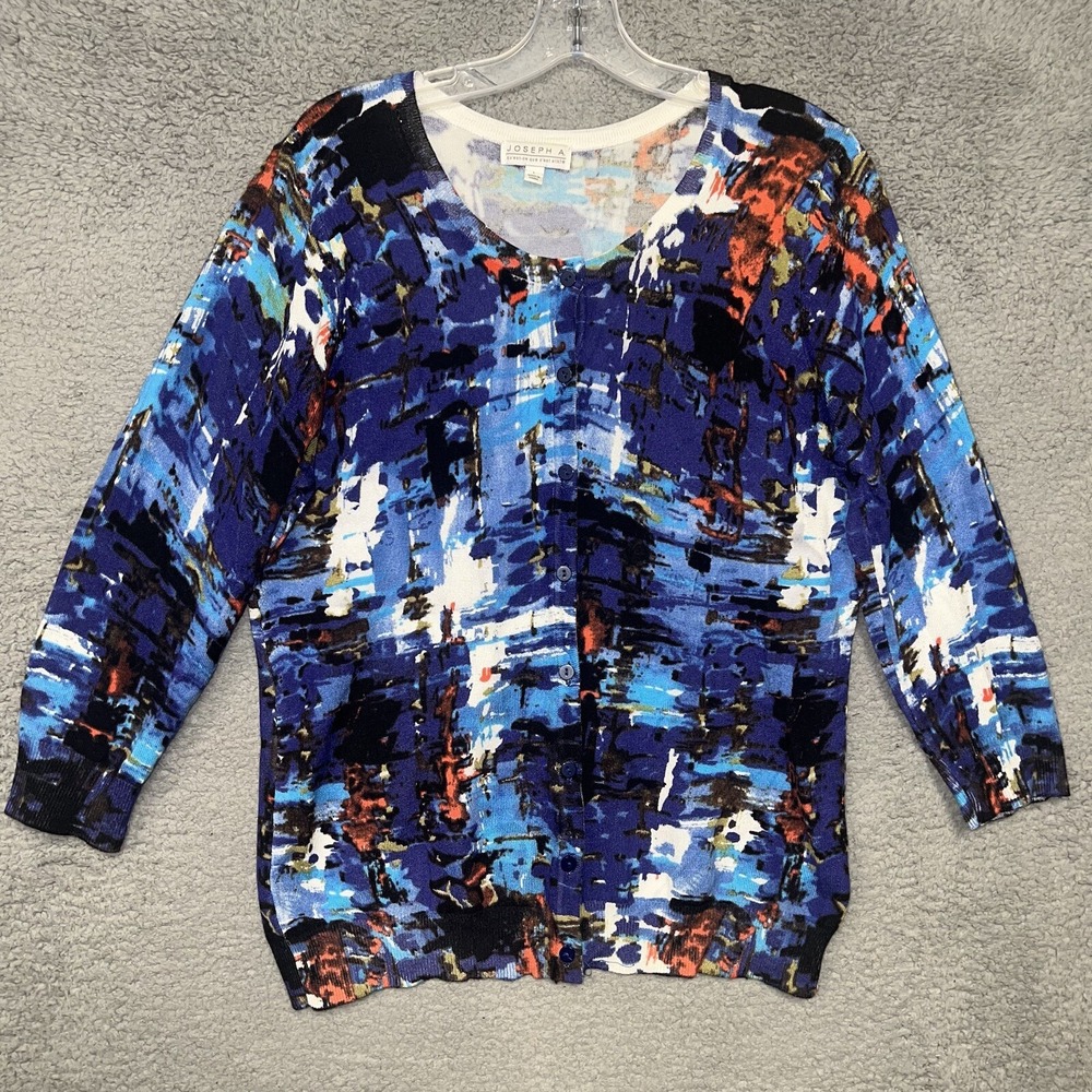 Joseph A Qu'est-ce Que C'est Faux Silk Shirt Women's Sz L Geometric Button Up